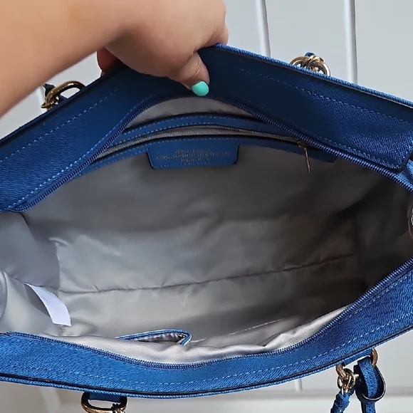 NWT Versace 19v69 Italia Electric Blue Satchel Bag With Crossbody Strap - Picture 11 of 12